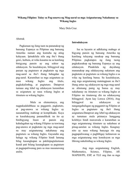 saklaw at limitasyon ng wikang filipino|(PDF) Wikang Filipino: Tulay sa Pag.